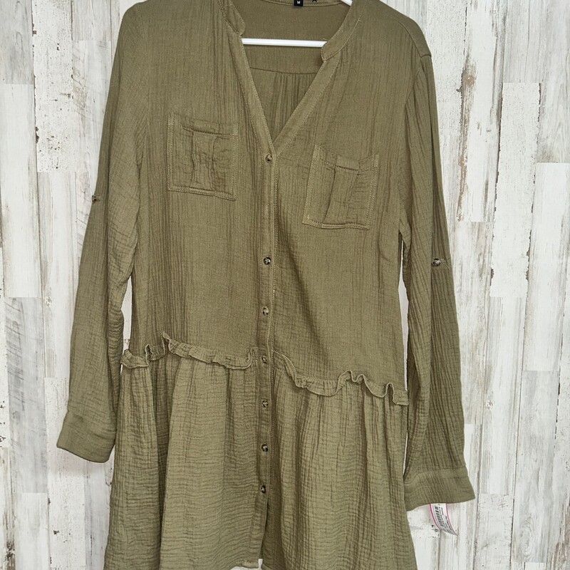 M Olive Muslin Button Dre