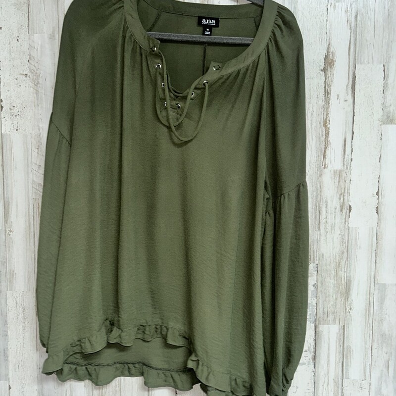 M Green Ruffled Lace Up T