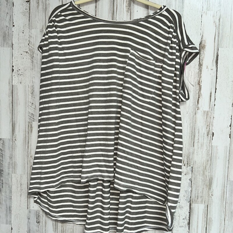 S Grey Stripe Pocket Top