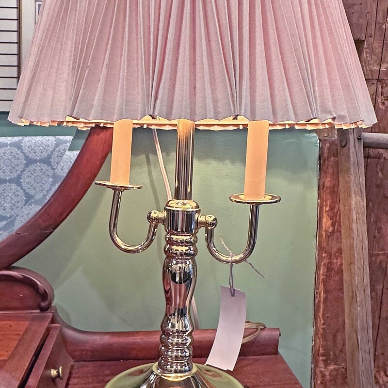 Faux Brass Lamp - Nice Shade
21 In Tall.