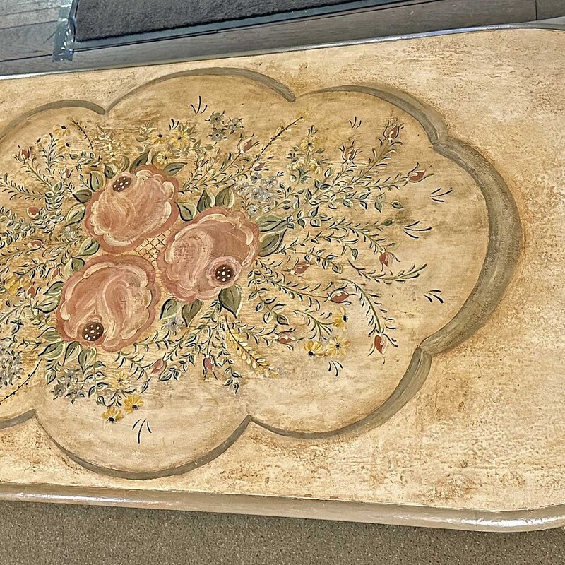 Handpainted Oval Coffee Table
53 In Wide x 24 In Deep x 17 In Tall.