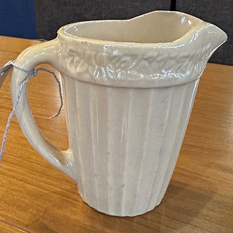 Vintage Beige Pottery Pitcher
6 In Tall.