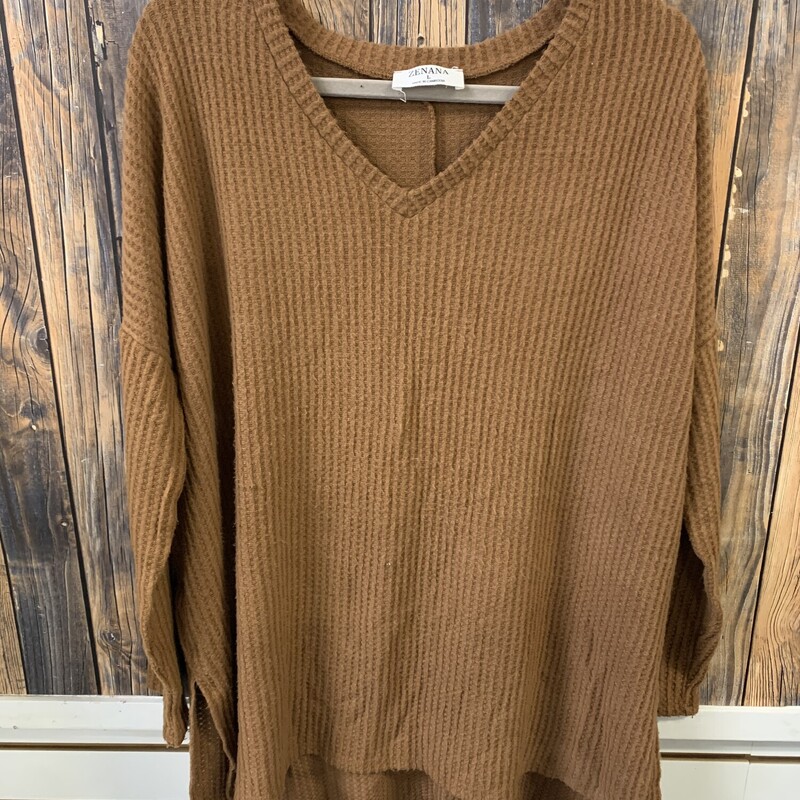 Rust Waffle Knit Shirt, Size: L