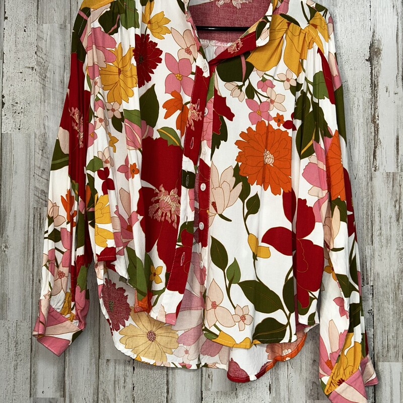 M White Floral Button Up