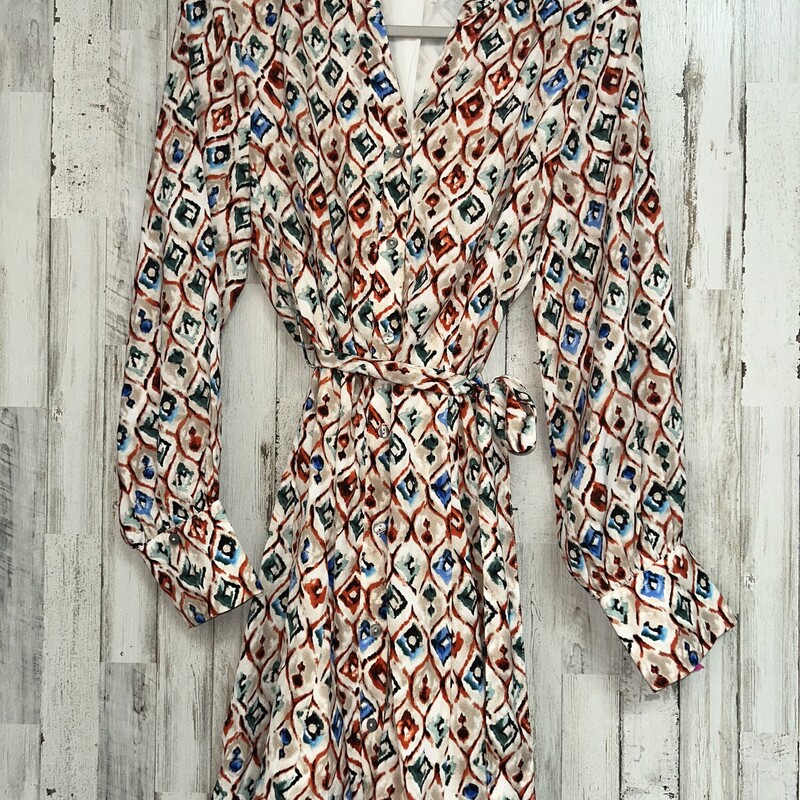 M Tan Printed Tie Dress, Tan, Size: Ladies M