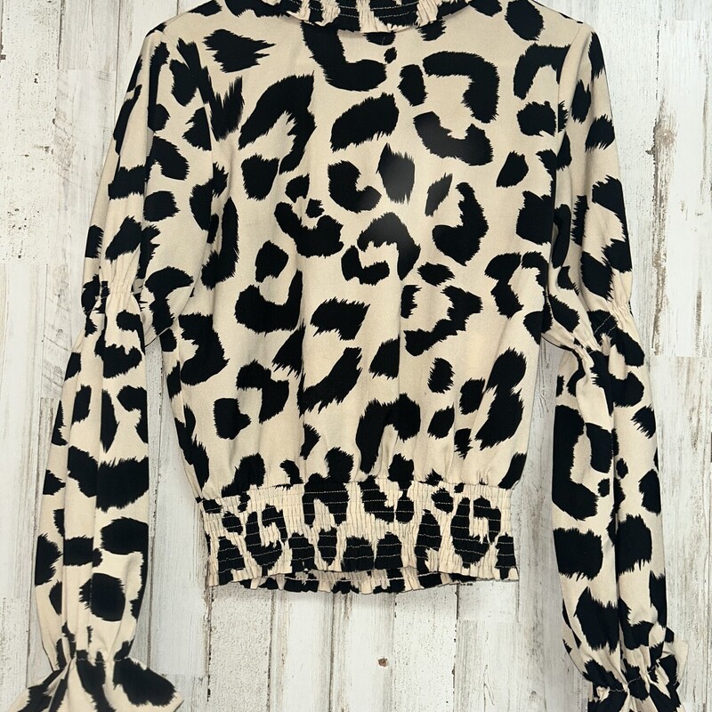 S Tan Leopard Smock Top