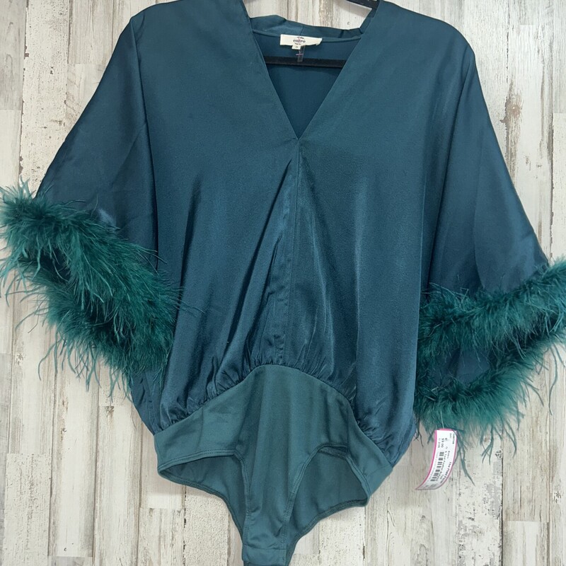 S Teal Feather Bodysuit, Teal, Size: Ladies S