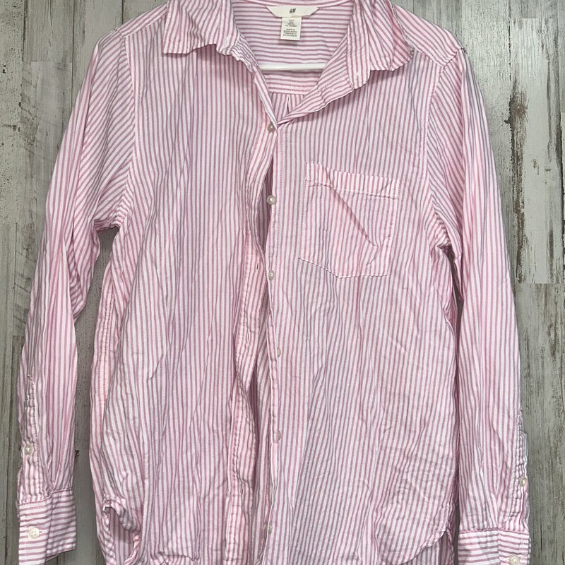 S Pink Stripe Button Up, Pink, Size: Ladies S