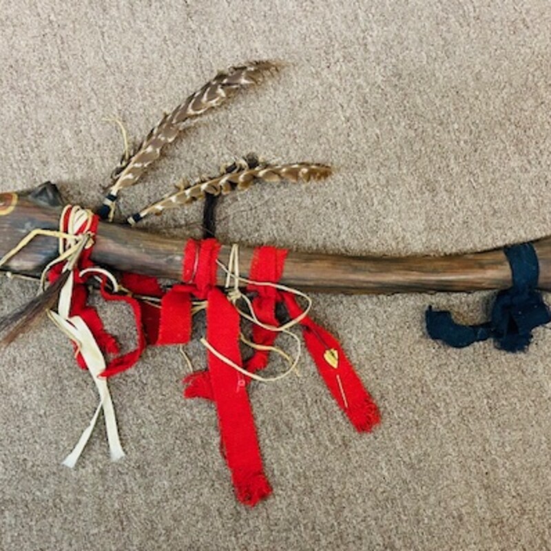 Indian Horse Dance Stick
Brown, Red, Black
Size: 4x28H