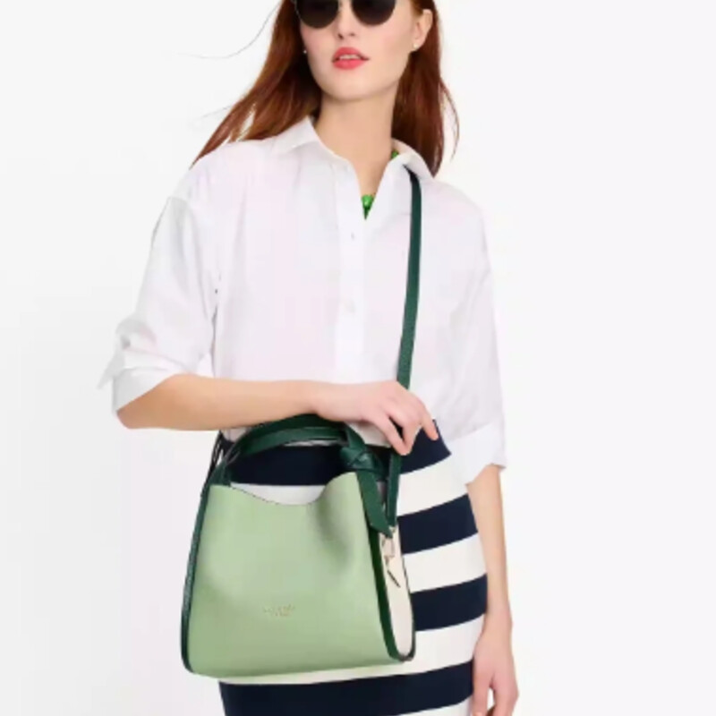 Kate Spade Knott Colorblock Crossbody Handbag in Beach Glass<br />
Dark Green White Green Size: 10 x 9H