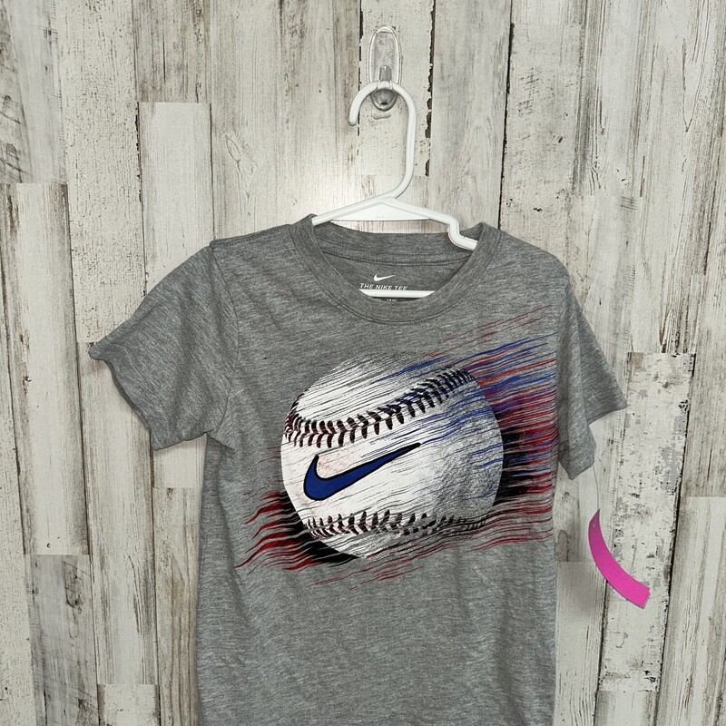 6 Grey Logo Baseball Tee, Grey, Size: Boy 5-8