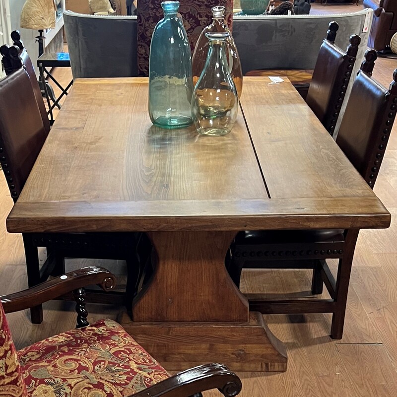 Trestle Table W/6 Chairs, Dark Stain
84in x 48in x 42in tall