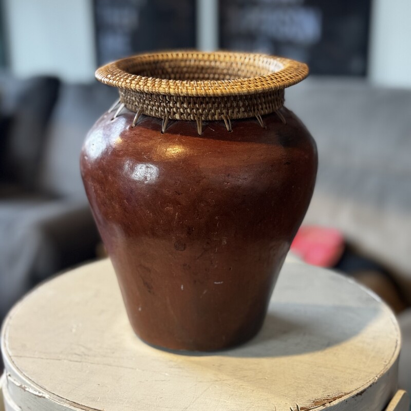 Terracotta/Rattan Vase