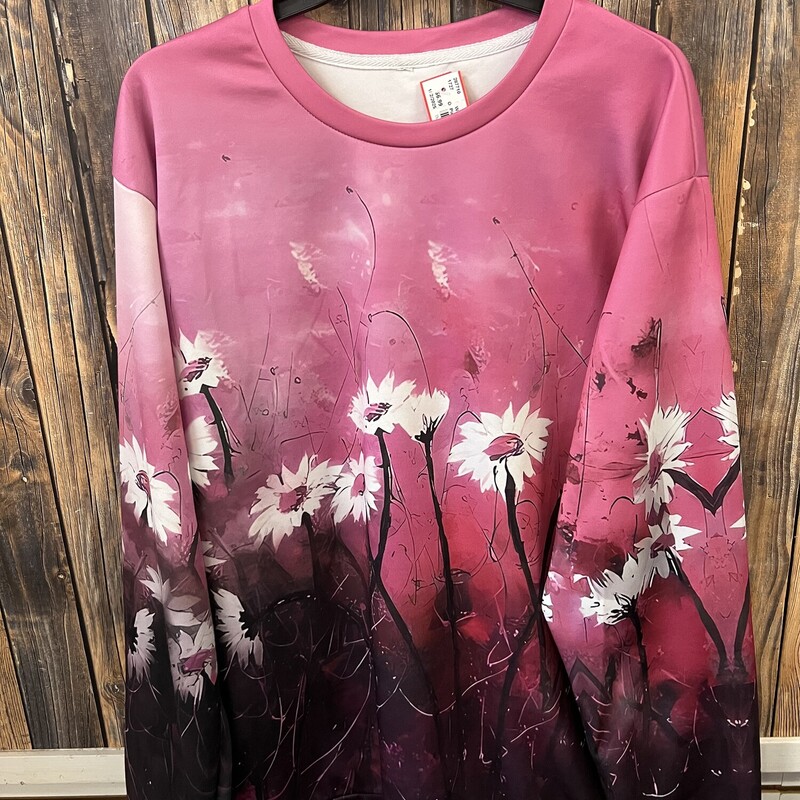 Pink W Flowers Top, Size: 2XL