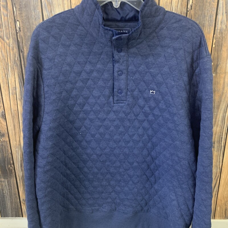 Blue Quilted Crown And Ivy pullover, Size: XL