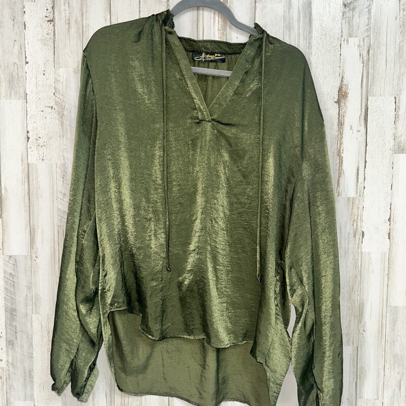 XL Green Satin Blouse