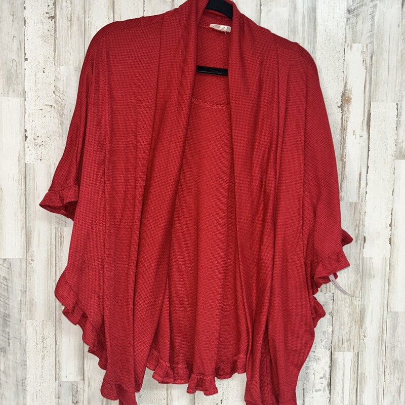 S Red Waffle Knit Ruffle