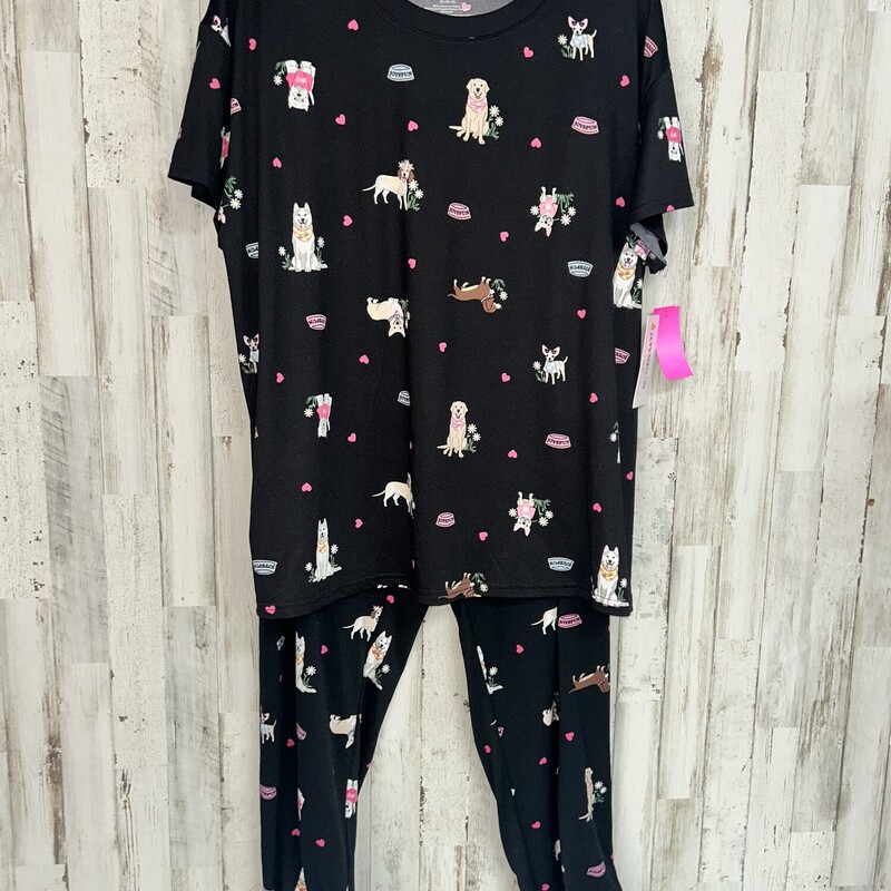 XL 2pc Black Dog Pj Set