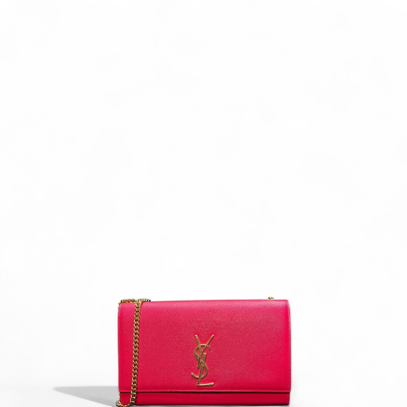 YSL Kate Grain De Poudre Pink Medium

Date Code: BC364021 0915

Dimensions:
Base length: 9.5 in
Height: 5.75 in
Width: 2 in
Drop: 10 in
Drop: 18 in

In very good condition.  Light scratching to the hardware.

Comes with original dust bag. No box.

Comes with the original dust bag. No box.