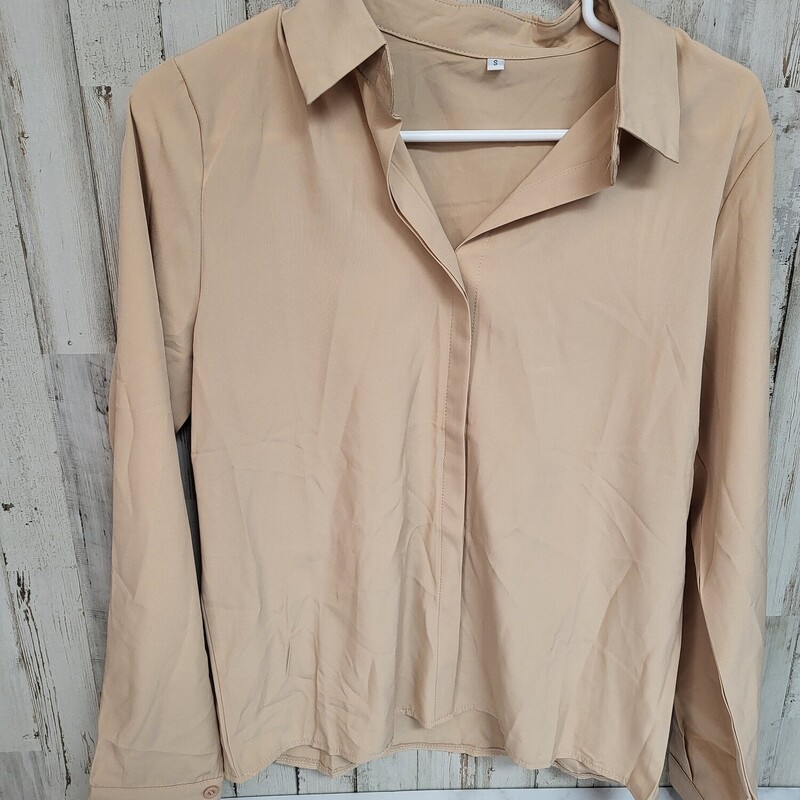 S Tan Button Up, Tan, Size: Ladies S