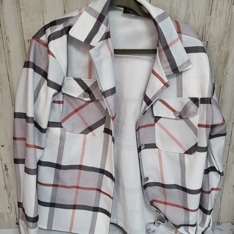 XL White Plaid Shacket