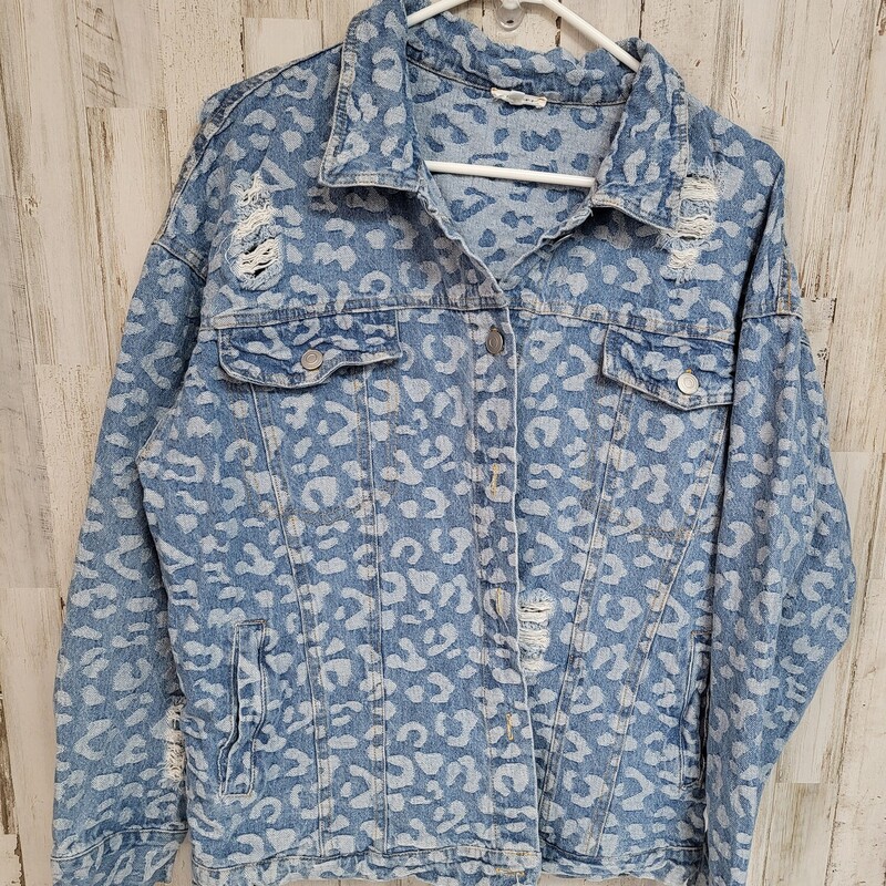 M Denim Leopard Jacket, Blue, Size: Ladies M