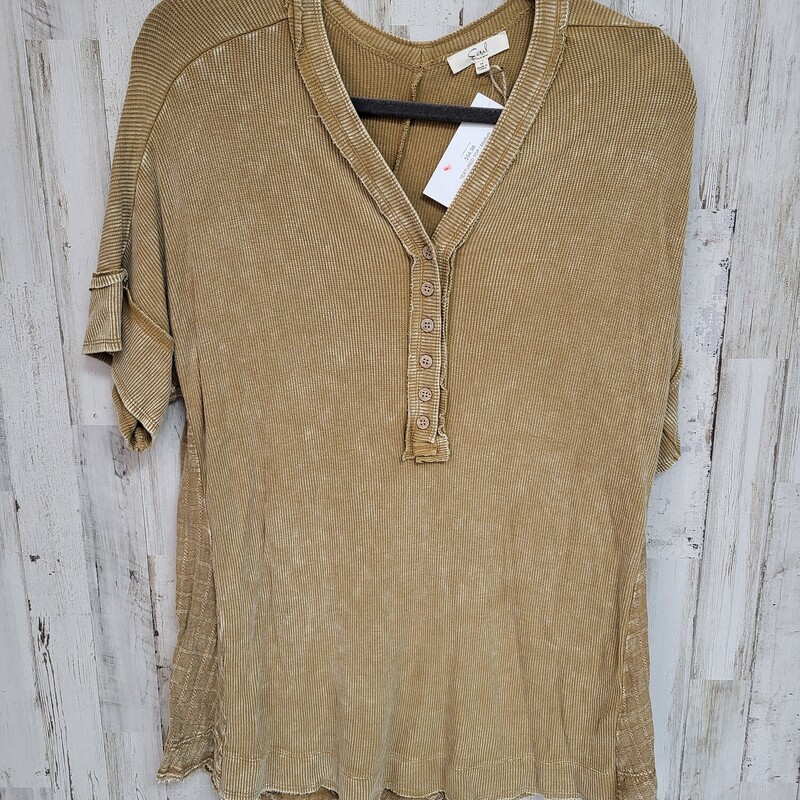 NEW M Tan Waffle Knit Top