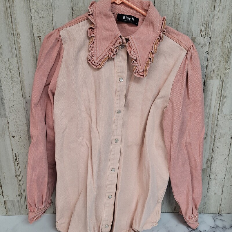 M Pink Denim Collar Jacke