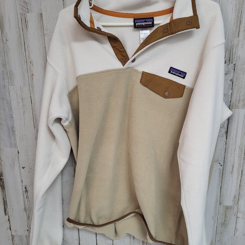 L Tan Colorblock Pullover