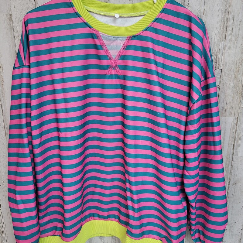 XL Pink/Teal Stripe Sweat