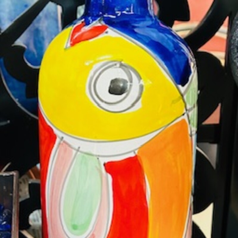 Ceramic Fish Painted Bottle
Blue Red Yellow Green Size: 5 x 15H