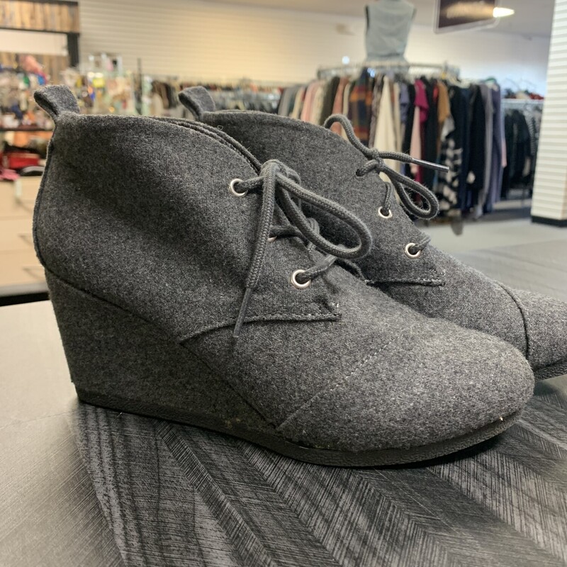 Gray Wedge Booties, Size: 7