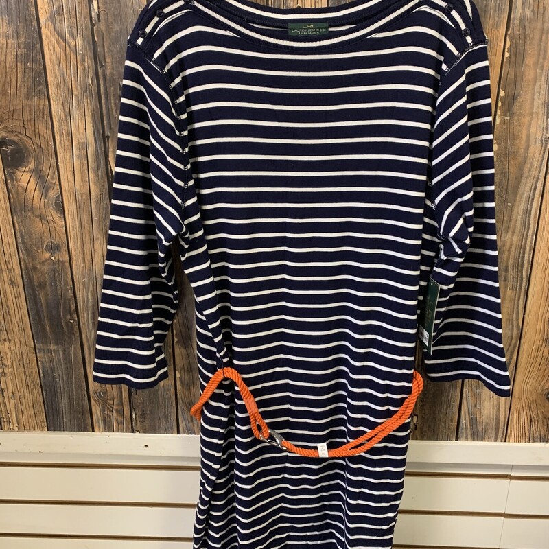 NWT Navy White Stripe Dress, Size: 1X