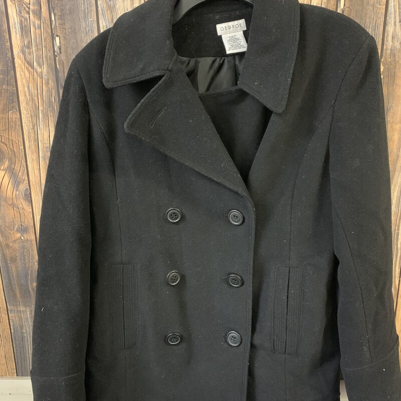 Black Wool Coat, Size: M