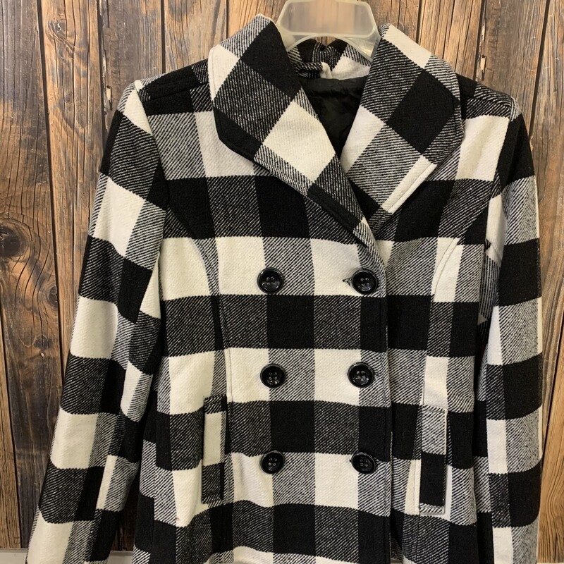 Black/white Checked Coat, Size: M