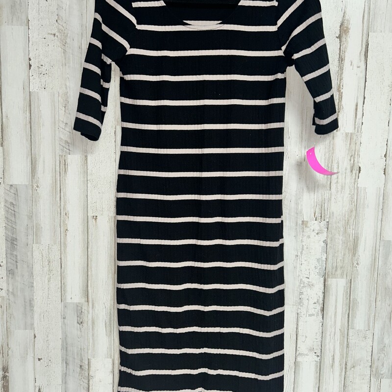 M Black Ribbed Stripe Dre, Black, Size: Maternity