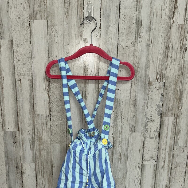 4T Blue Stripe Overall Sh, Blue, Size: Girl 4T