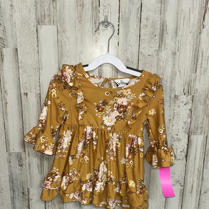 4T Yellow Floral Ruffle T, Yellow, Size: Girl 3T