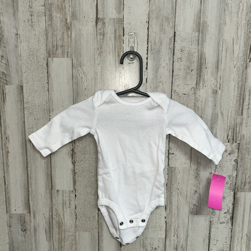 0/3M White Longsleeve One, White, Size: Girl NB-3m