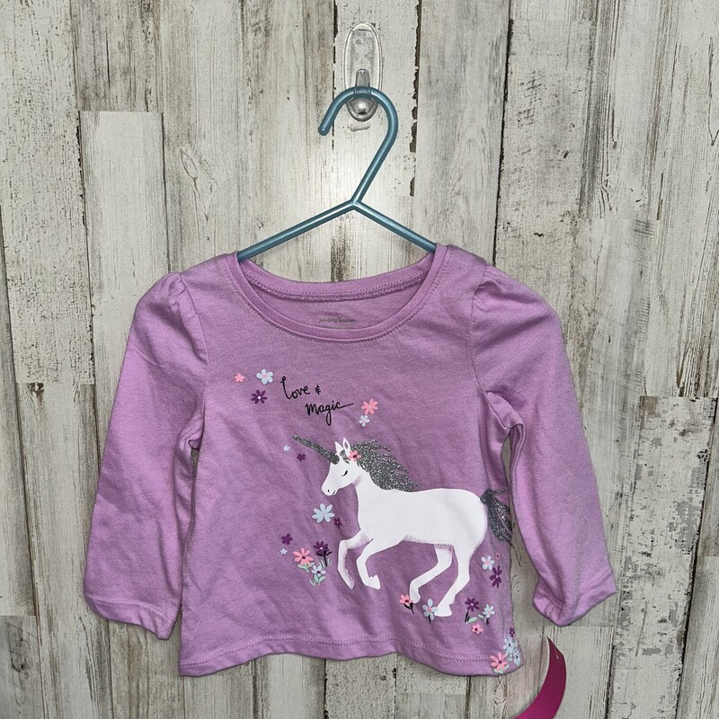 12M Purple Unicorn Tee, Purple, Size: Girl 6-12m