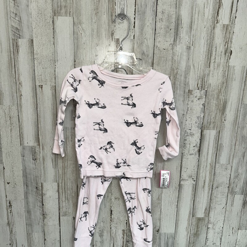 2T 2pc Pink Horse Pj Set