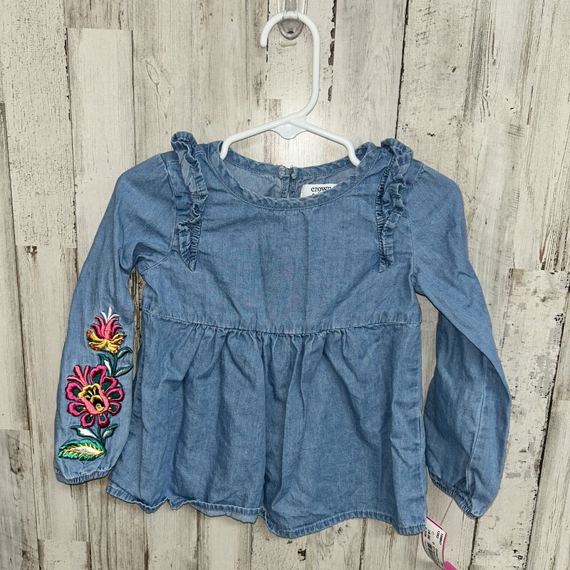 2T Denim Floral Top