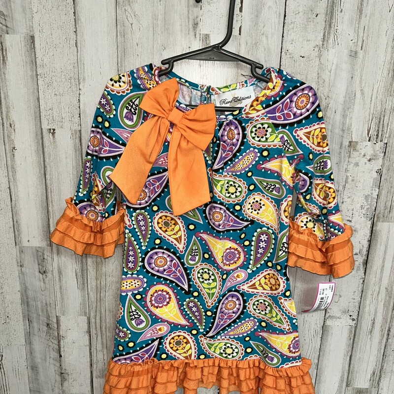 4T Teal Paisley Ruffle Dr