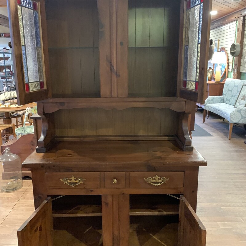 Oak Hutch W/Stained Glass
44x20x77