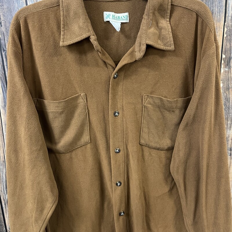 Tan Fuzzy Button Up, Size: XL