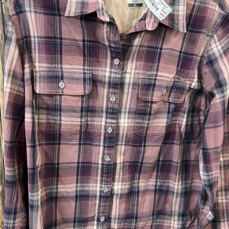 Pink Plaid Button Up, Size: XL