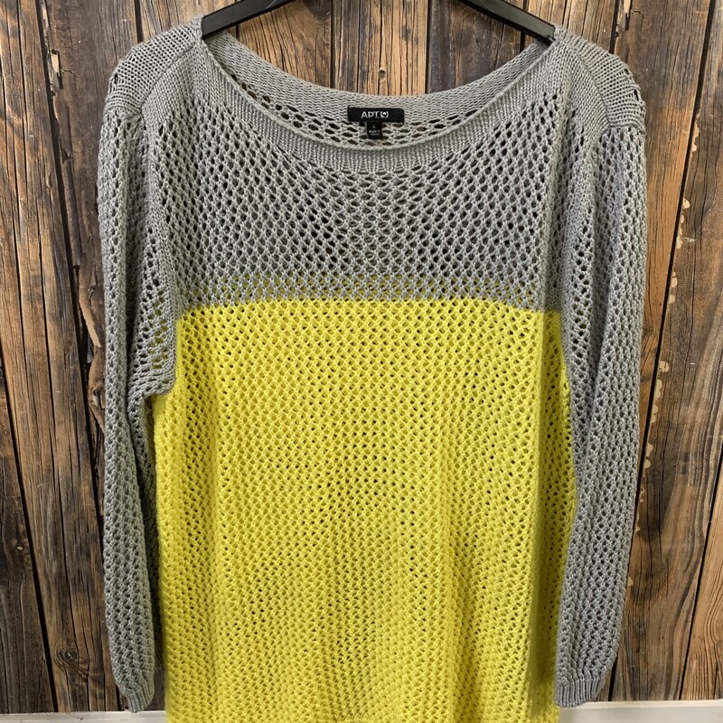 Gray Yellow Sweater, Size: L