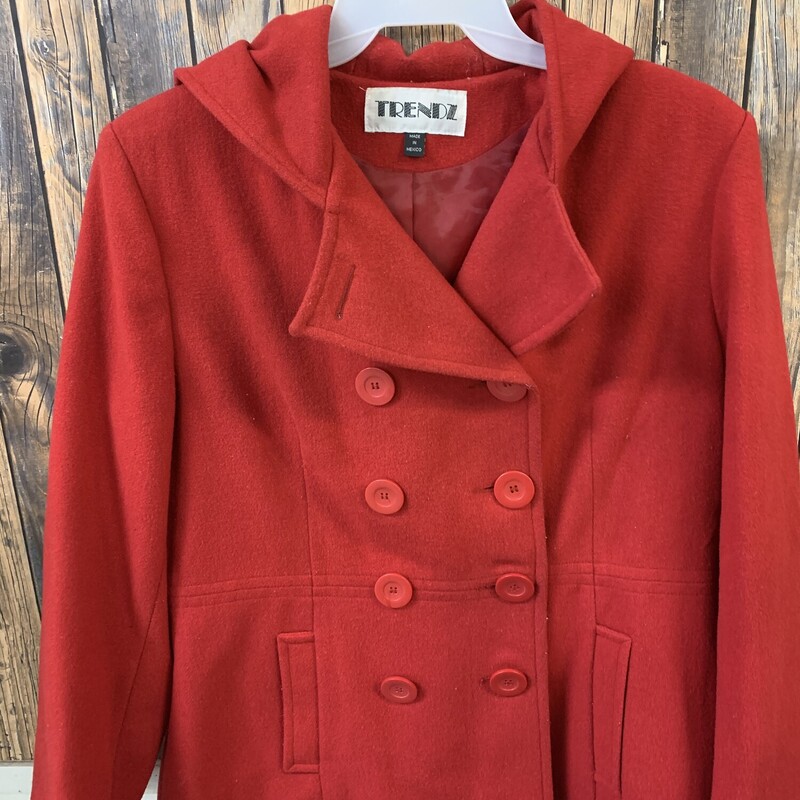 Red Wool Coat, Size: XL