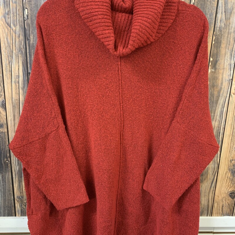 Red Cowl Neck Sweater, Size: L