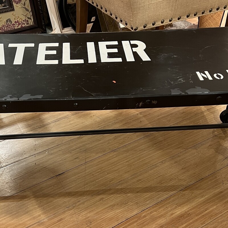 Bench Atelier Moes Industrial, Black, Size: 42x16x16